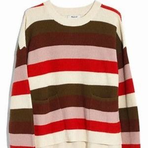 Madewell Patch Pocket Pullover Sweater Striped Size L